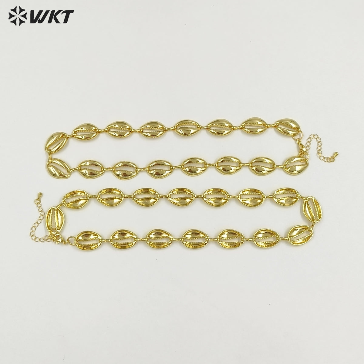 WT-JFN58 Wholesale Vintage Trendy Metal Yellow Brass Gold Plated Shell Shape Women Necklaces For Vacation Wearing Jewelry