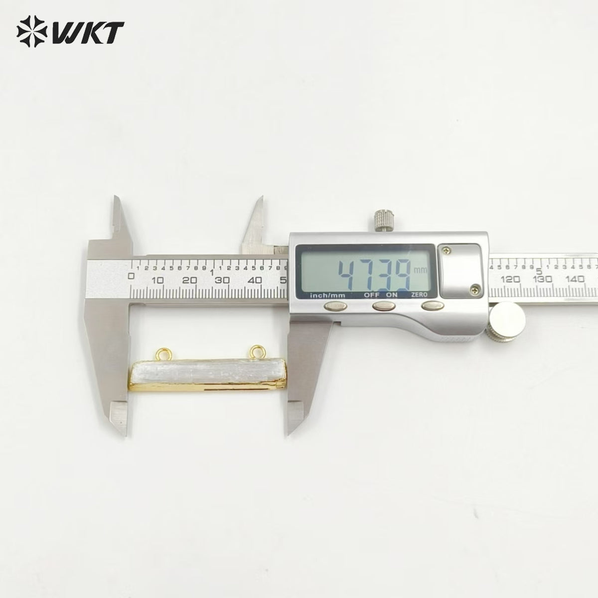 WT-P1311 WKT Wholesale New Fashion Real Gold Plated Double Hook Jewelry Rectangle Natural White Selenite Bar Pendant