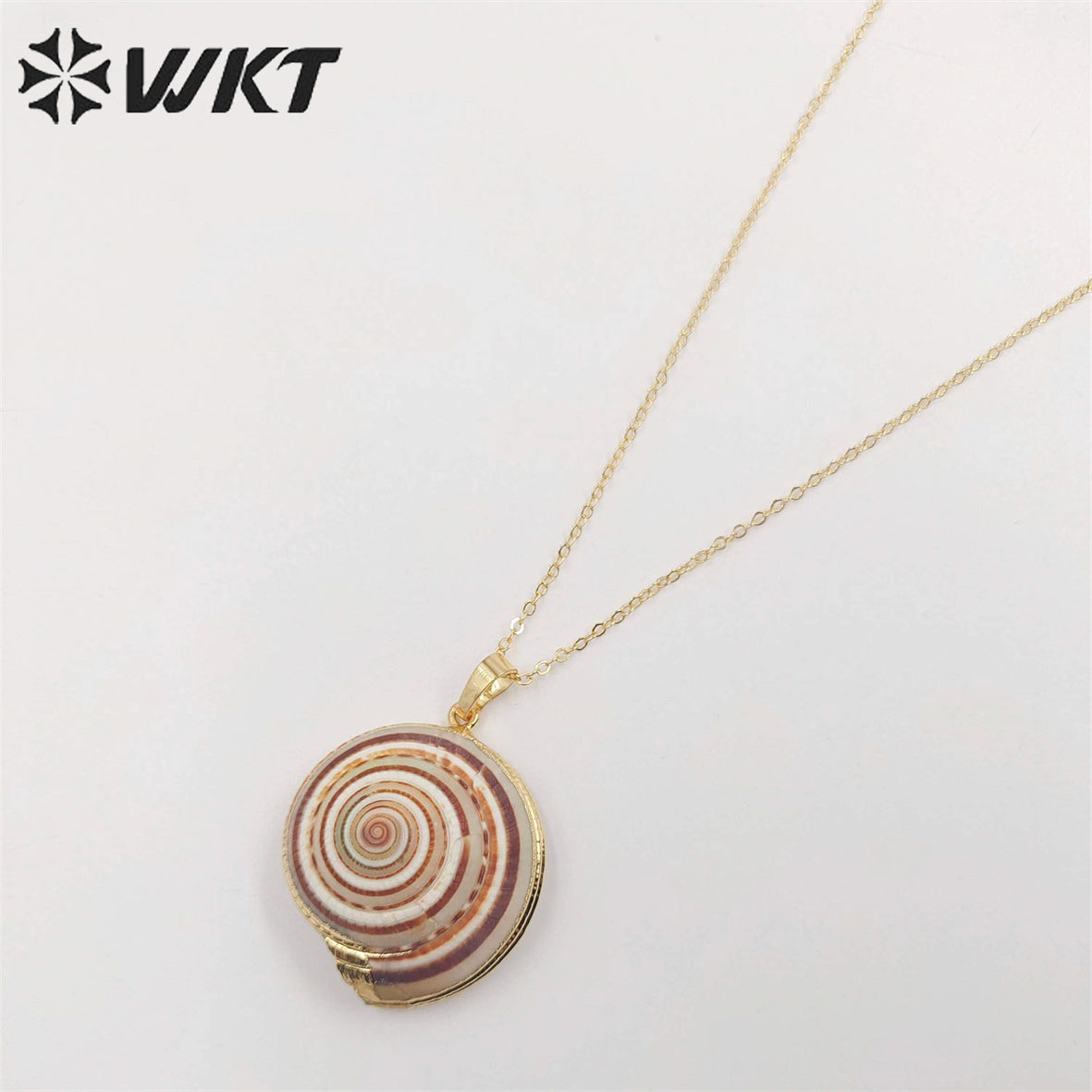 WT-N345 Hot 18k Gold Plated Natural Shell Necklace Fashion 18inch Long Link Chain Trumpet Shell Necklace