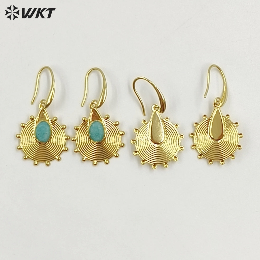 WT-E832 Amazing 18K Gold Plated Natural Gemstone Sun Shape Earrings For Women Popular Fashionable Decorative Accessories