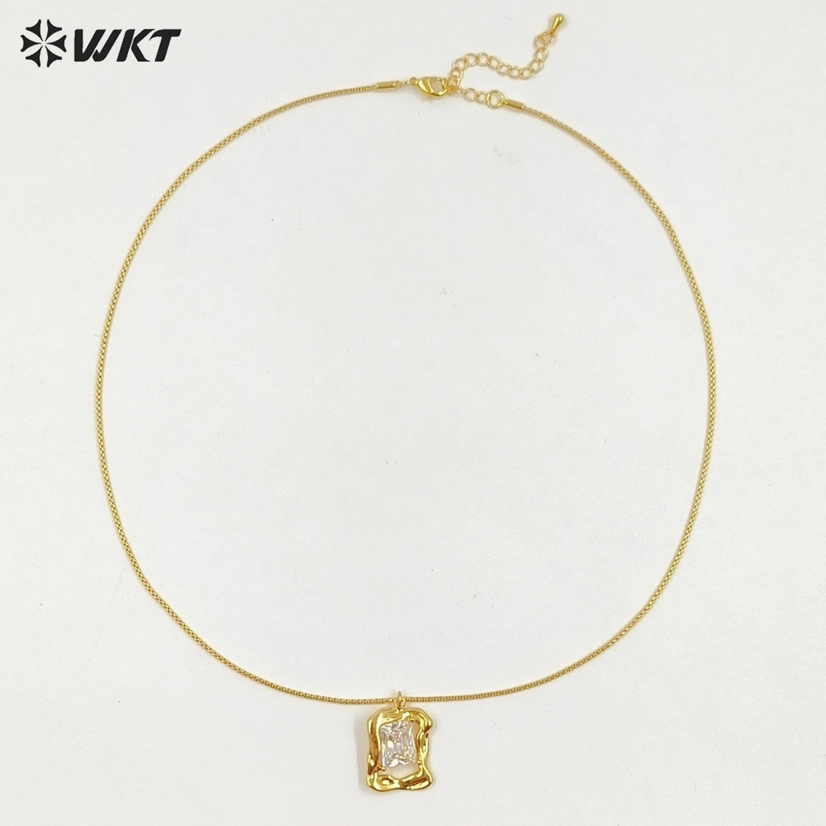 WT-JFN73 One Set Sales Sparkling Simple Design Gold Electroplated Zircon Necklace And Earrings For Women Luxury Jewelry
