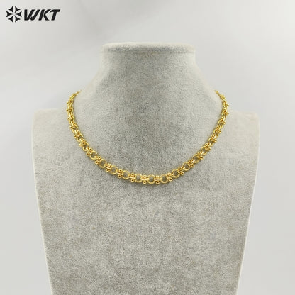 WT-JFN22 WKT Popualr New Arrival Simple Elegant and Fresh Design 18k Gold Plated Buckle Necklace Unisex Hot Sale Chain Jewelry