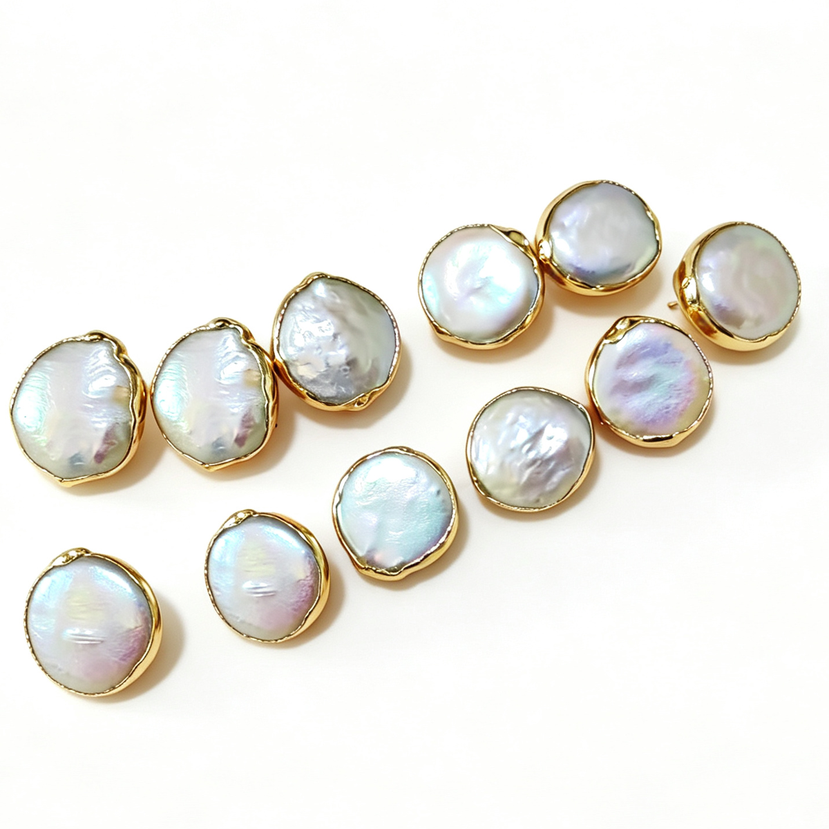 WT-MPE027 Wholesale Natural Freshwater square Pearl Studs Lady Fashion Gold Filled Real White Pearl Earrings Studs Gift Studs