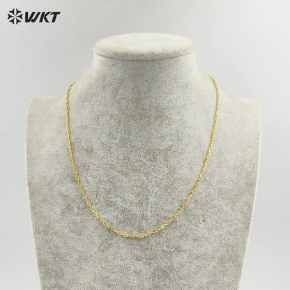 WT-BFN020 Wonderful 18 Inch Long Brass With Gold Necklace Chain Jewelry Tiny Link Chain Necklace Resist Tarnishable