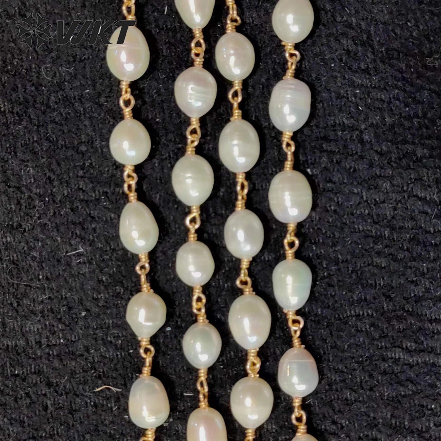 WT-RBC226 Wholesale Elegant Pearl Classic Design Chain for Women Commuter Decoration Sell by Meter Handmade Rice Pearlr Chain