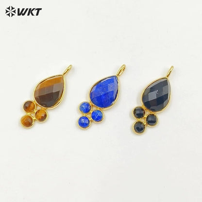 WT-P1944 Amazing Multi Colorful Natural Gemstone Made Pearl Drop 18k Gold Bezel Setting Stone Jewelry Pendant in Kinds of Colors