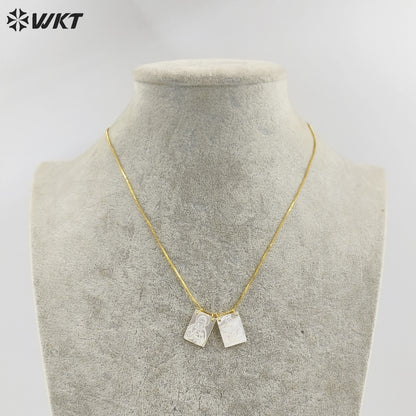WT-JN285 New Design Wholesale Religious 18K Gold Plated Blessing Square Necklace for Unisex As Anniversary Gift