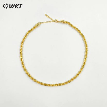 WT-BFN024 WKT Special Yellow Brass Chain Necklace Fashion Choker Jewelry Accessories Durable Decoration Twisted Chain