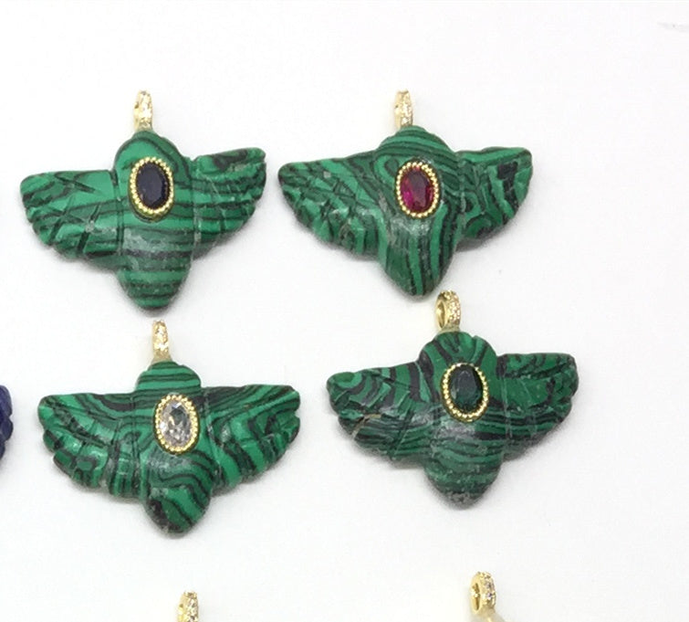 WT-P2146 Amazing Zircon And Multi Natural Gemstones Hand Carved Bird Shape Charms Pendants As Fashion Necklace Jewelry Findings