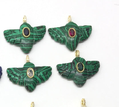 WT-P2146 Amazing Zircon And Multi Natural Gemstones Hand Carved Bird Shape Charms Pendants As Fashion Necklace Jewelry Findings