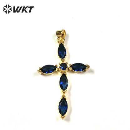 WT-MP245 Elegant Temperament Pendant Cross Water Drop Pendant Texture Jewelry Necklace Accessories Cubic Zircon Pendant