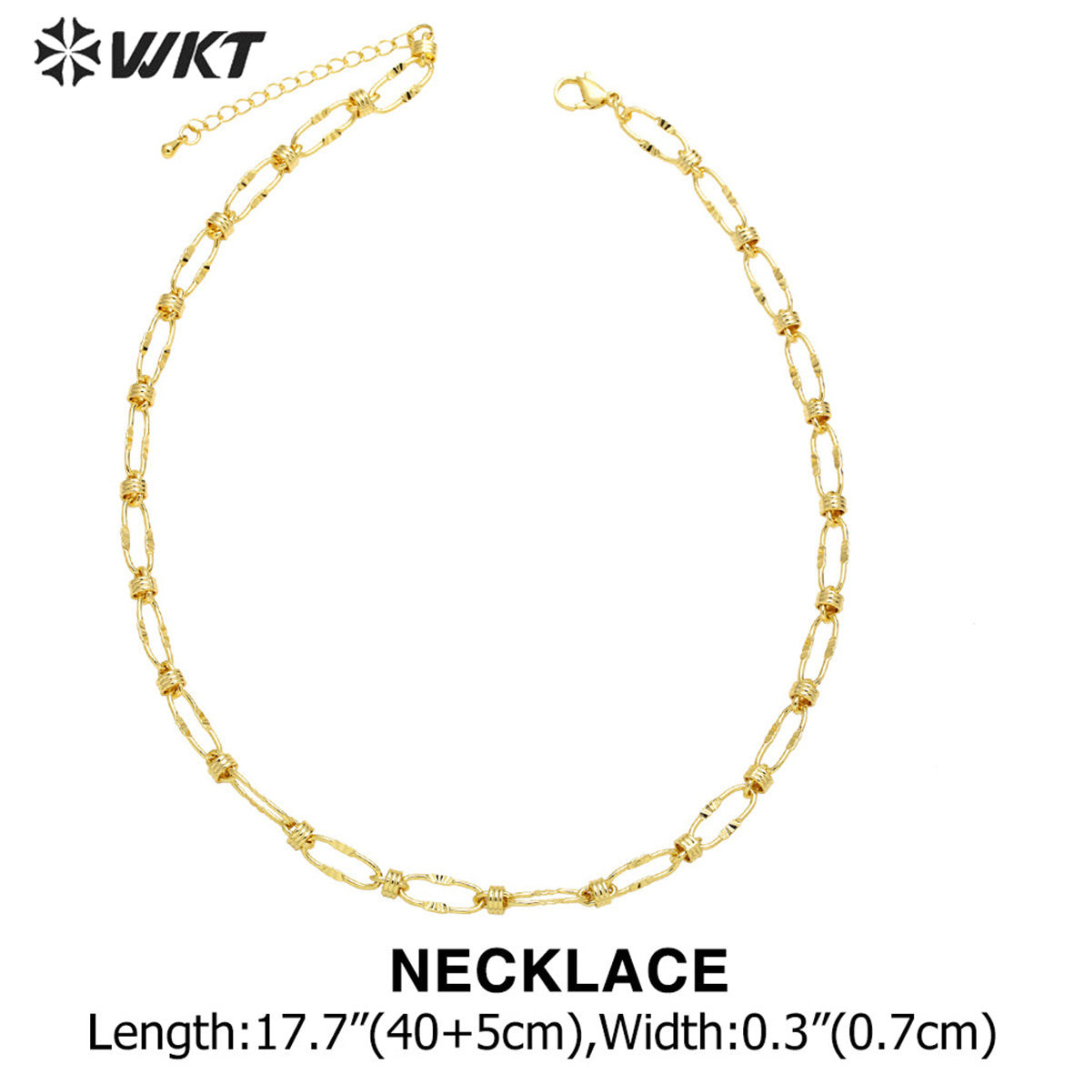 WT-BFN047 Personalized Retro Rock Punk Necklace Copper-plated 18K Gold Thick Chain Necklace Bracelet Cool Big Metal Necklace