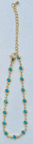 WT-JFN72 Trendy Elegant Style Gold Plated Natural Turquoise Chain Necklaces Bracelets With Different Size For Women Gift Jewelry