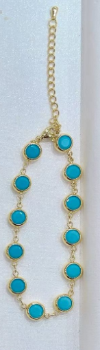 WT-JFN72 Trendy Elegant Style Gold Plated Natural Turquoise Chain Necklaces Bracelets With Different Size For Women Gift Jewelry