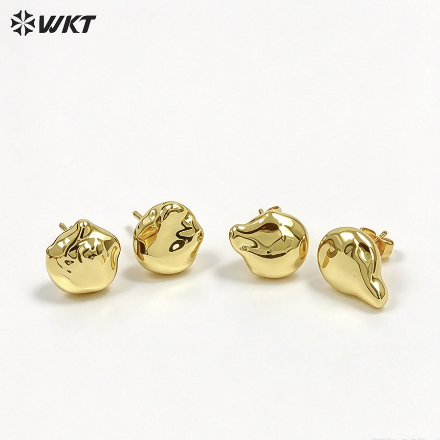 WT-MPE104 Latest Style Irregular Pearl Natural 18k Gold Plated Gift Weeding 10mm Romantic Pendant Earrings
