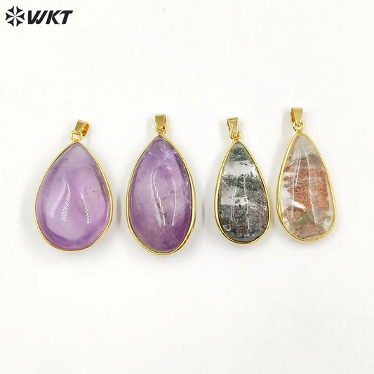 WT-P1910 Hot Sale Classic Natural Stone Healing Transparency Moss Agate Novel Irregular Mysterious Healing Quartz Pendant