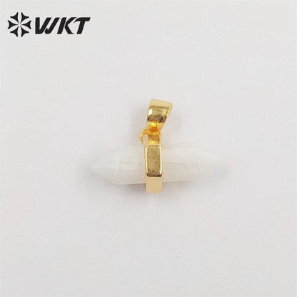 WT-P1902 Wholesale New Delicate Precious Gemstone Double Point Stone Charms Energy Healing Quartz Point Pendant