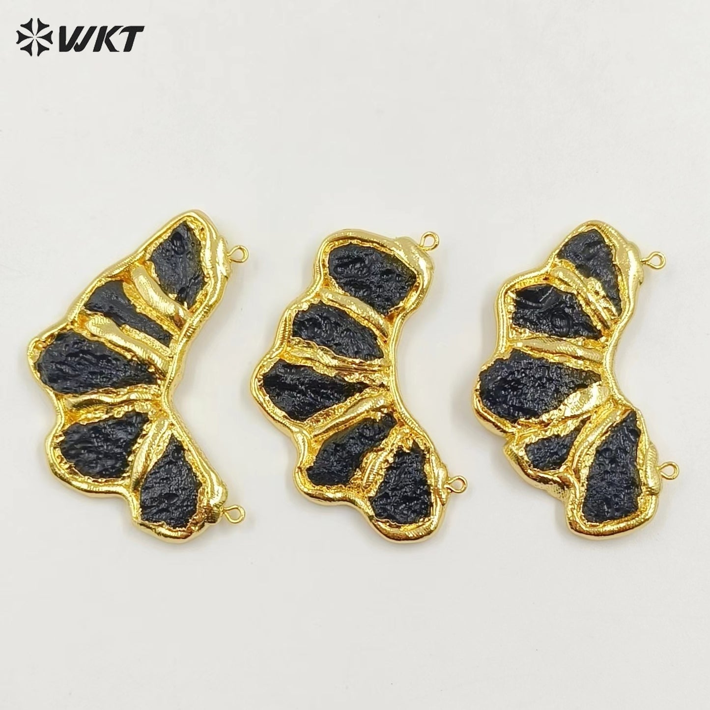 WT-P1987 WKT Exclusive New Design Natural Black Meteorite Stone Made 18K Gold Plated Women Gemstone Pendant for Birthday Gift