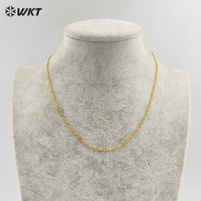 WT-BFN031 WKT Delicate Necklace for Women 18 Inches Classic Gold Plated Yellow Brass Chain Luxury Jewelry Gifts Lobster Clasp