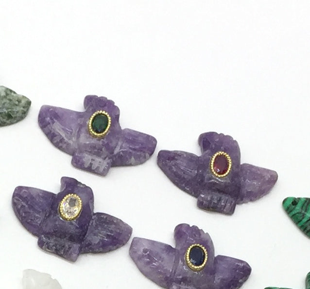 WT-P2147 Wonderful Trendy Colorful Zircon And Natural Gemstones Pigeon Shape Gold Pendants For Women Necklace DIY Making
