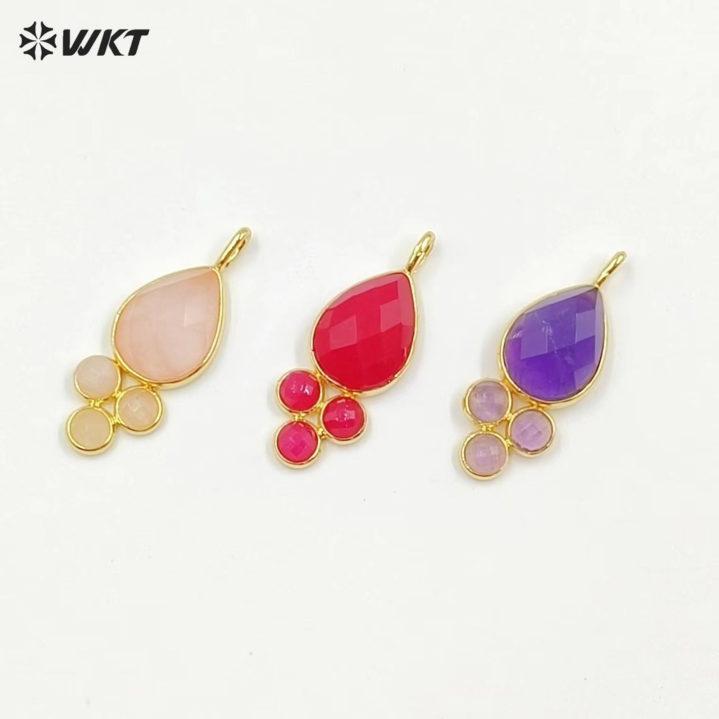 WT-P1944 Amazing Multi Colorful Natural Gemstone Made Pearl Drop 18k Gold Bezel Setting Stone Jewelry Pendant in Kinds of Colors