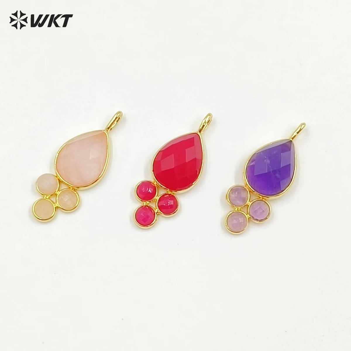 WT-P1944 Amazing Multi Colorful Natural Gemstone Made Pearl Drop 18k Gold Bezel Setting Stone Jewelry Pendant in Kinds of Colors