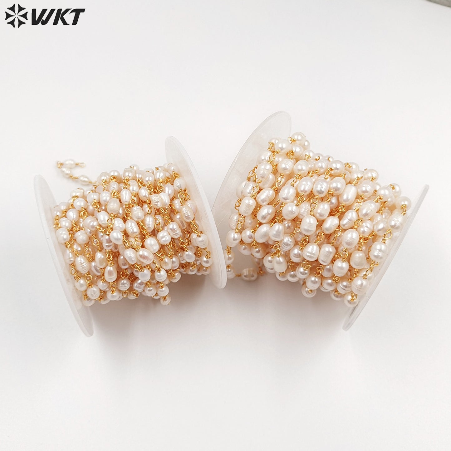 WT-RBC069 Wholesale New Arrival Fashion Female Jewelry Gold or Silver Plated DIY Necklace Freshwater Pearl Brass Rosary Chain