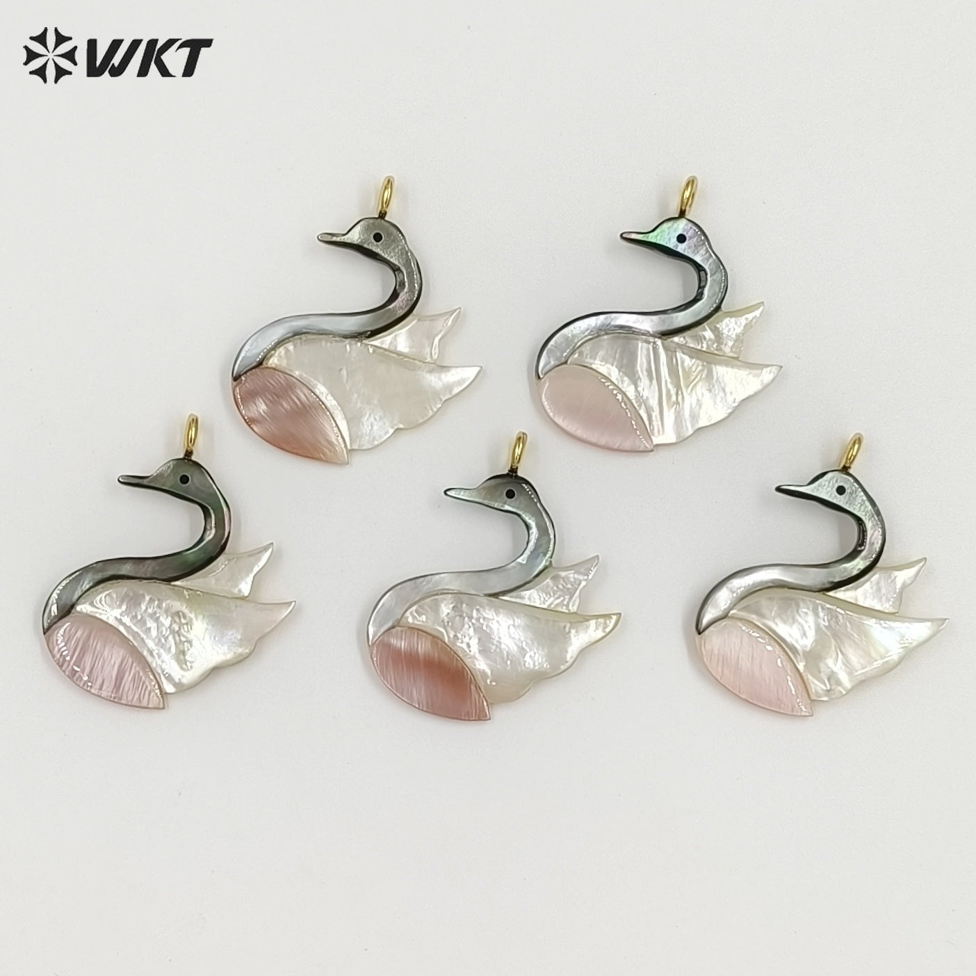 WT-JP505 New Arrival Design Natural Shell White Swan Shape Gold Pendant As Women Handmade Necklace Jewelry DIY Accessories