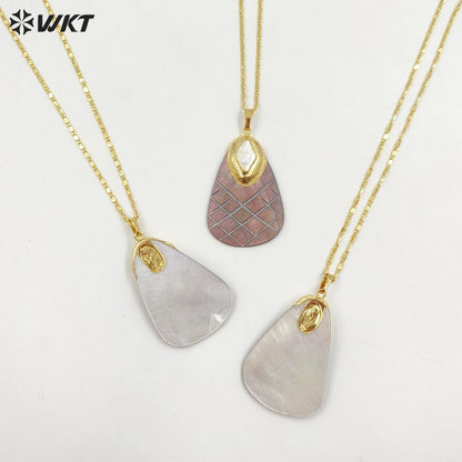 WT-JN307 Brand New Product Sweet and Lovely 18K Gold Plated Pineapple Shaped Pearl Shell Necklace for Ladies As Birthday Gift