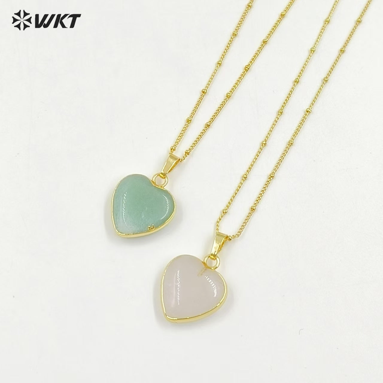 WT-N1485 Fashion Popular 18K Real Gold Plated Lovely Small Gemstone Birthday Stone Heart Charms Necklace