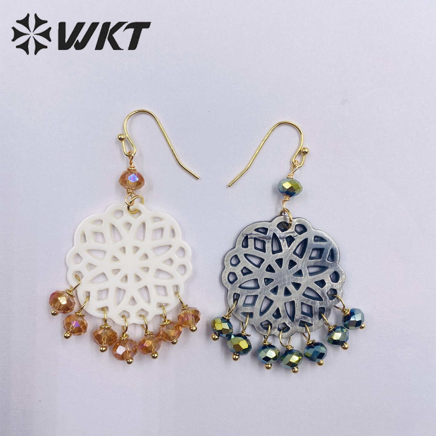 WT-MPE093 WKT2023 Classic Vintage Round Beads Tassel Refined Shell Earrings for Birthday Day Present Ear Loop
