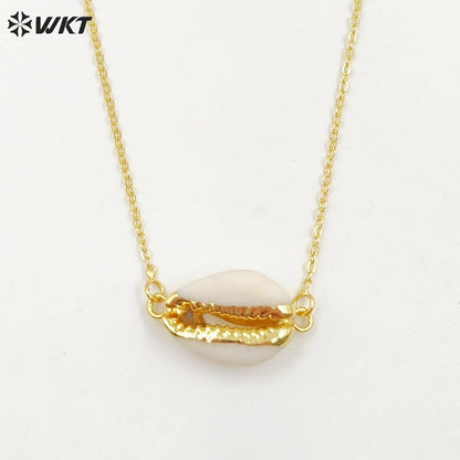 WT-N712 Fashion Jewelry Wholesale Lovely Tiny Cowrie Shell Necklace and 24k Gold Plated Fashion Tiny Cowry Shell Necklace