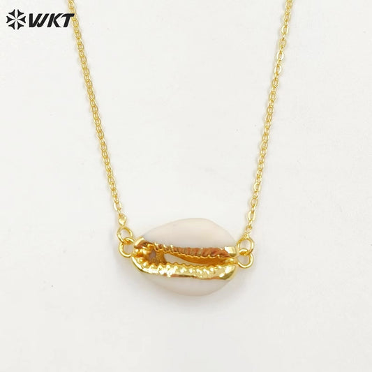 WT-N712 Fashion Jewelry Wholesale Lovely Tiny Cowrie Shell Necklace and 24k Gold Plated Fashion Tiny Cowry Shell Necklace