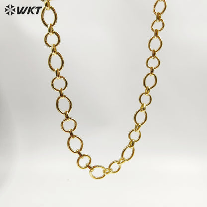 WT-BC252 Hot Style Fashion Resist Tarnished 18K real Gold Plated Big Chunky Link Chain for Necklace