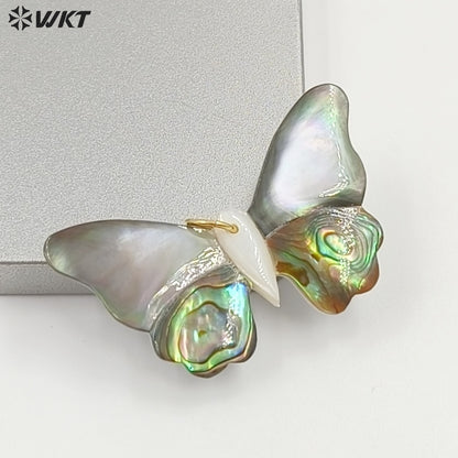 WT-JP466 Beautiful Vaious Designs Natural Shell Butterfly Shape Girl Gold Pendants For Lovely Handmade Necklace Findings