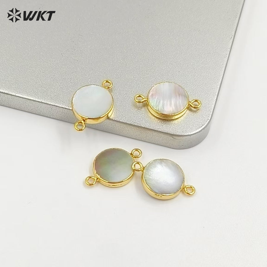 WT-C153 Wholesale Natural Round Freshwater Black Pearl Connector With 24k Real Gold Plated Jewelry,Fashion Black Pearl Connector