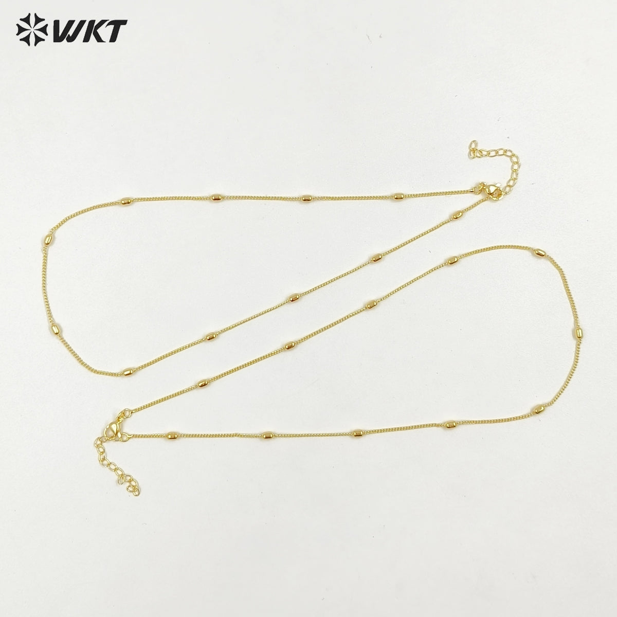 WT-JFN43 High Quality Classical Simple Yellow Brass 18K Gold Plated With Beads Metal Thin Necklace For Ladies Casual Jewelry