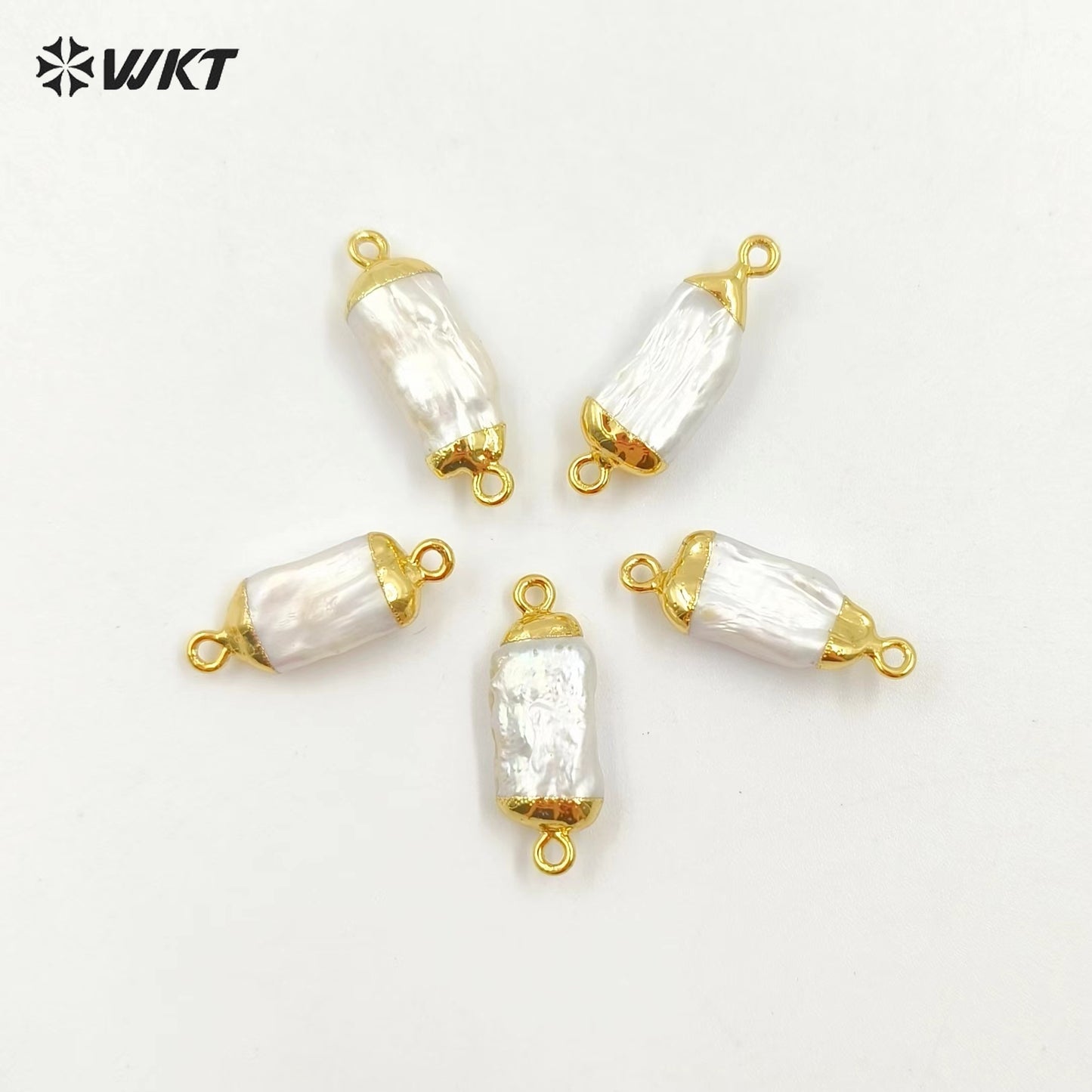 WT-C131 WKT Beautiful Fresh Pearl Pendant With Metal Plated Top Connector for Necklace and Bracelet Connector Jewelry Findings
