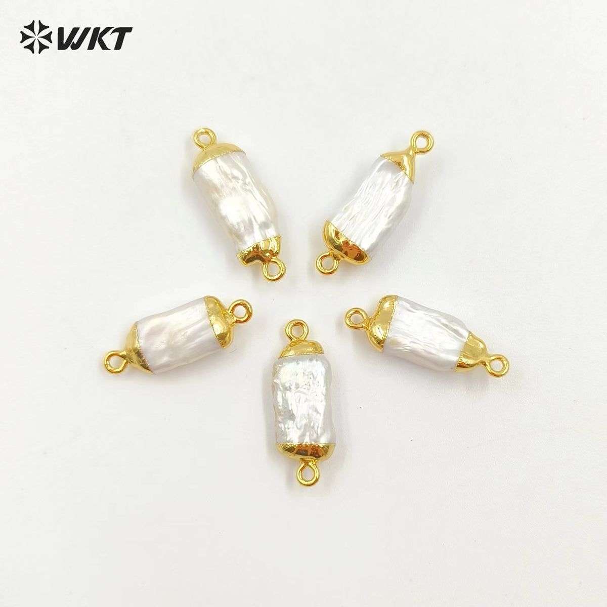 WT-C131 WKT Beautiful Fresh Pearl Pendant With Metal Plated Top Connector for Necklace and Bracelet Connector Jewelry Findings