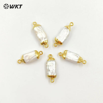 WT-C131 WKT Beautiful Fresh Pearl Pendant With Metal Plated Top Connector for Necklace and Bracelet Connector Jewelry Findings