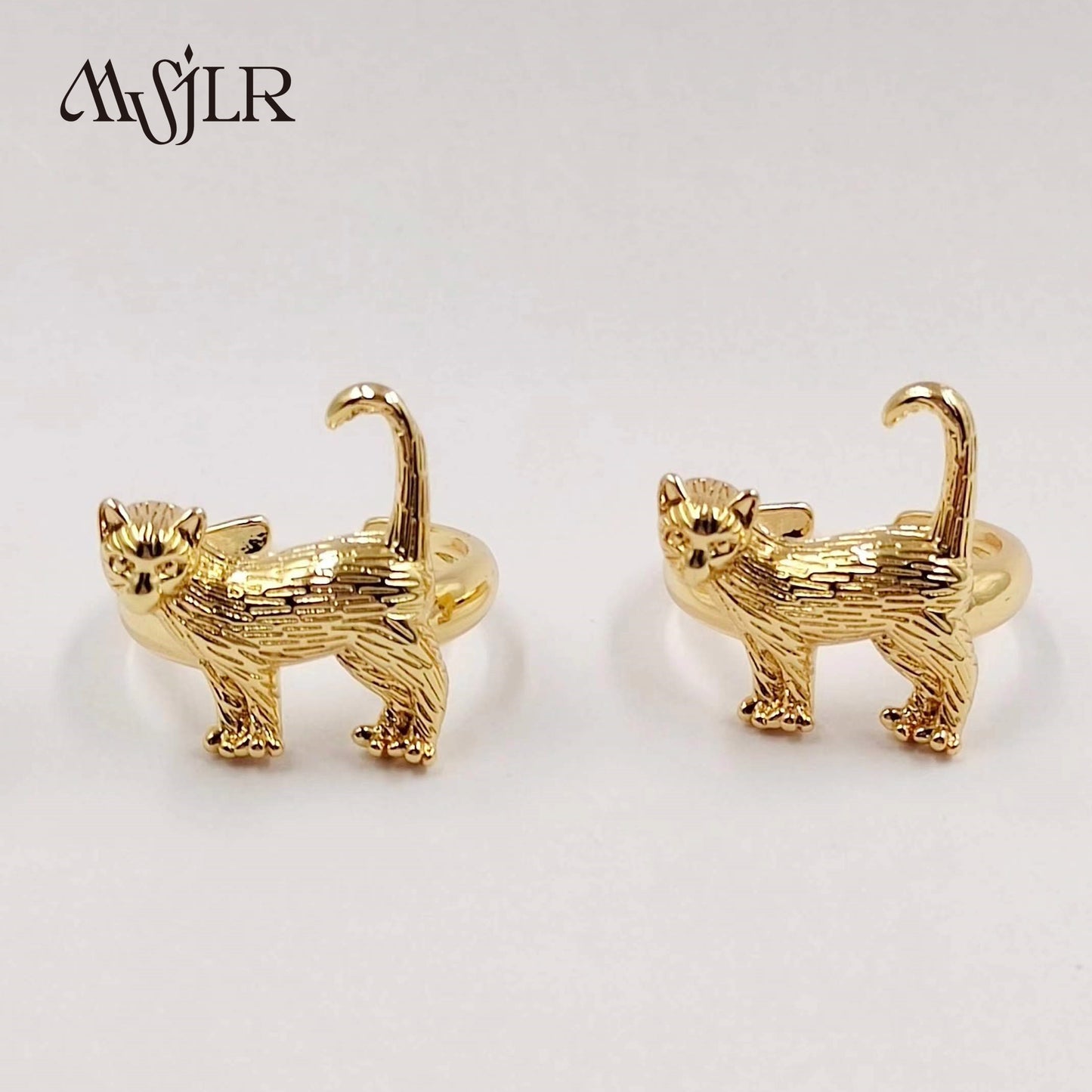 WKT-MVR051 Popular Punk Style European and American Cat Shaped 18k Gold Handpiece Ring Female Open Ring