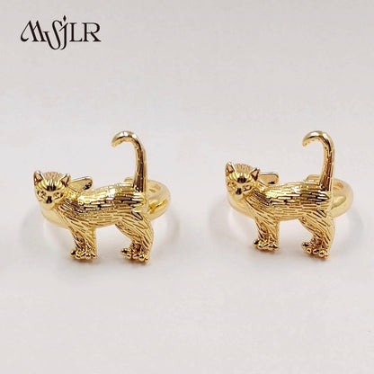 WKT-MVR051 Popular Punk Style European and American Cat Shaped 18k Gold Handpiece Ring Female Open Ring