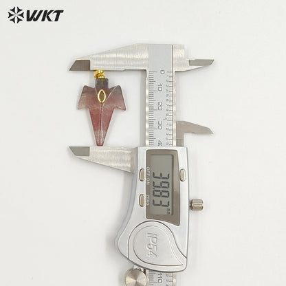 WT-P2096 Unique Design Zircon And Various Natural Gemstones Sword Shape Gold Pendants For Exclusive Necklaces Hand Making
