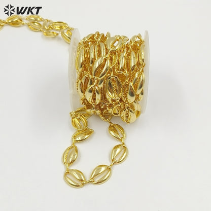 WT-BC265 Wholesale Newest Gold Electroplated Shell Shape Yellow Brass Chain As Lady Fashion Necklaces Handmade Accessory