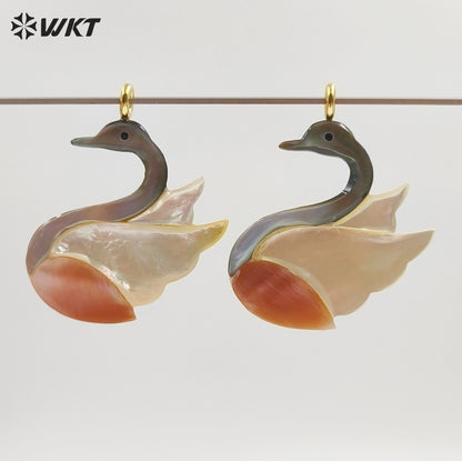 WT-JP505 New Arrival Design Natural Shell White Swan Shape Gold Pendant As Women Handmade Necklace Jewelry DIY Accessories