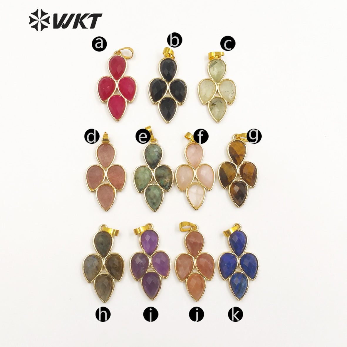 WT-P1922 Fashion Design Trendy New Precious Leaf Shaped Colorful Stone Oval Amazonite Amethyst Gemstone Pendants