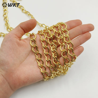 WT-BC253 Wholesale Fashion 18k Real Gold Plated Big Heart Shape Metal Chain in Resist Tarnishable For Jewelry Accessory