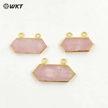 WT-P1988 Wholesale Fashion Randomly Shape Raw Chunky Rose Quartz Stone Pendants for Necklace Making Gemstone Jewelry