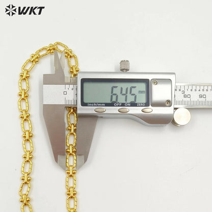 WT-BC219 Hand Made New Design 18K Real Gold Plated Yellow Brass Embossed Jewelry Chain Sell by Meter for Necklace Bracelet Parts