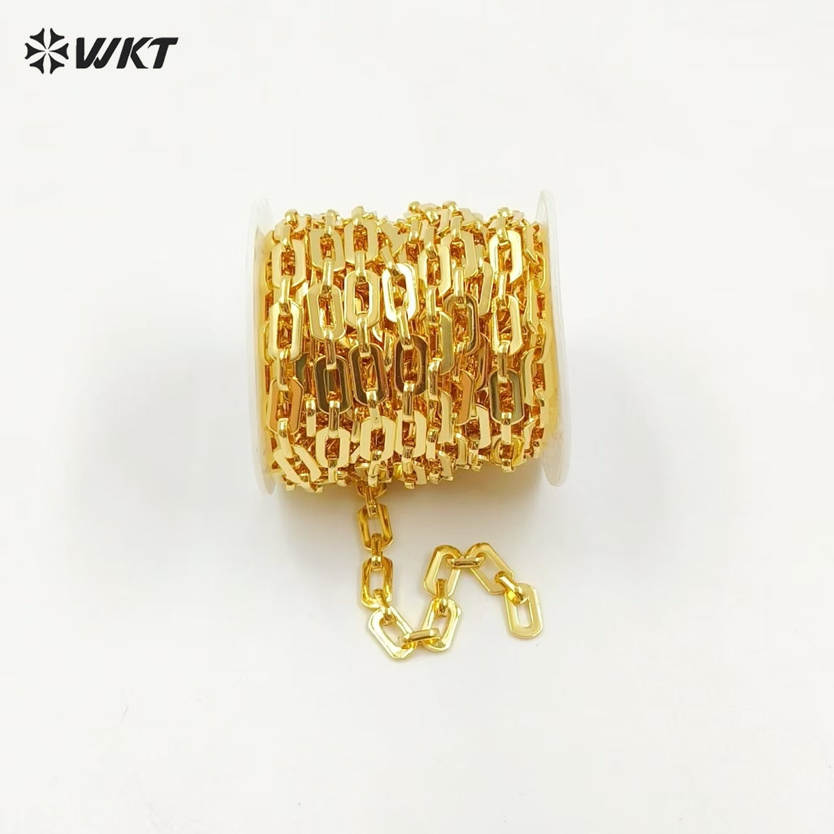 WT-BC176 WKT Wholesale Fashion Jewelry Chain 18K Gold Delicate Rectangular Mosaic Spiral Circle Shape Beautiful Necklace Chain